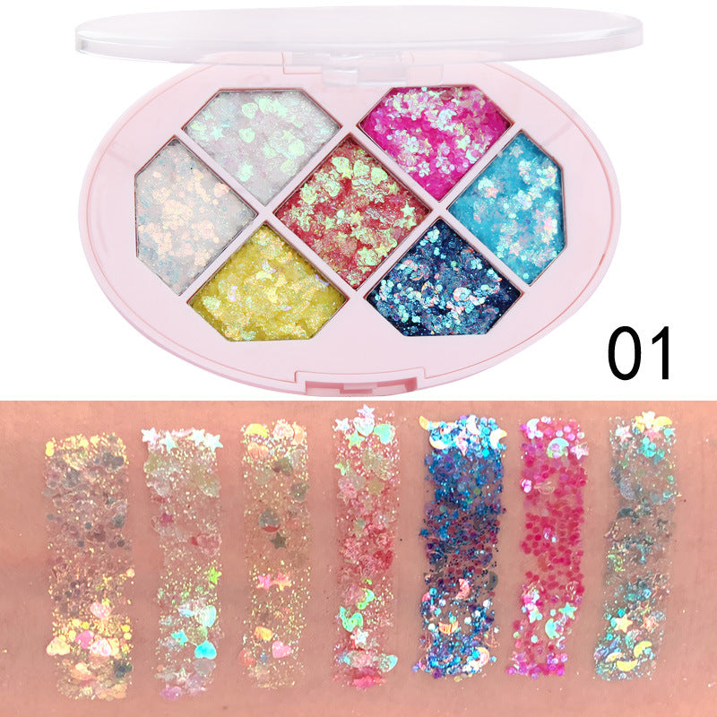 CmaaDu Seven-color glue-free sequins diy eye shadow gel diamond bride children's stage makeup