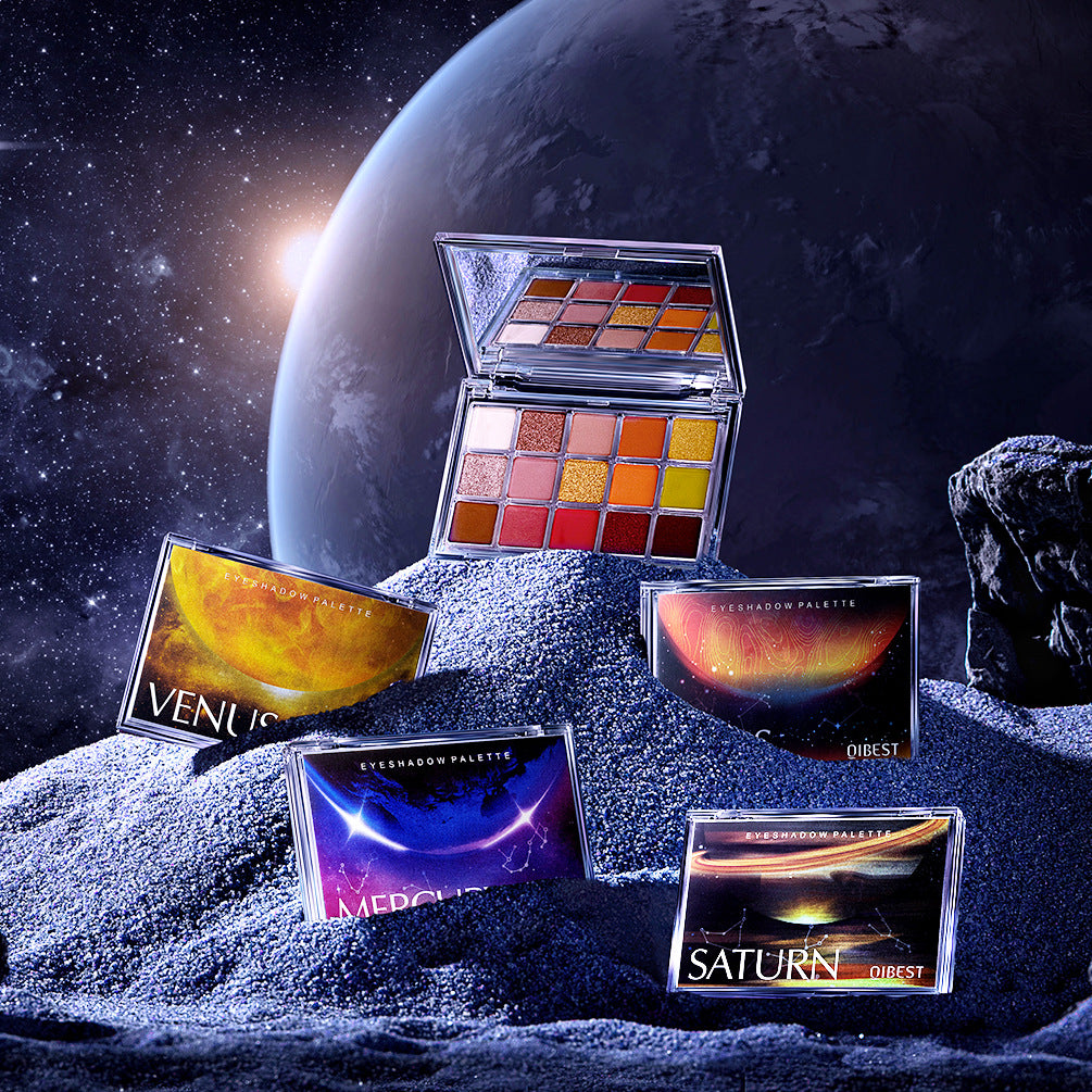 QIBEST Starry Eye Shadow Earth Color Mashed Potato Pearlescent Matte Glitter Eyeshadow Powder 15 Color Eyeshadow