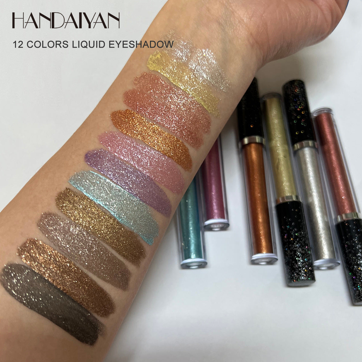 HANDAIYAN 12 Color Single Diamond Liquid Eye Shadow Psychedelic Pearly Shiny Eye Shadow Lying Silkworm Tear Makeup Eye Shadow Liquid