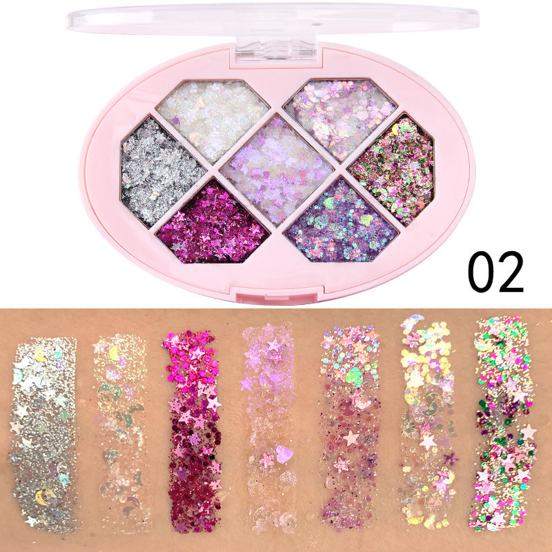 CmaaDu Seven-color glue-free sequins diy eye shadow gel diamond bride children's stage makeup