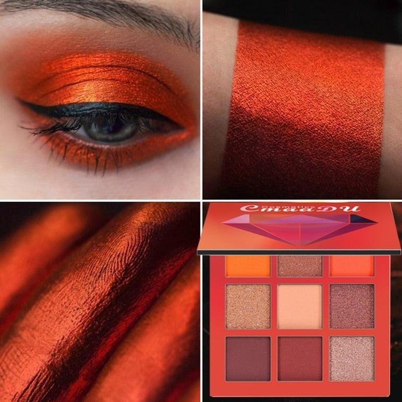 CMAADU Brand 9color Diamond Bright Eye Shadow Palette Matte Shimmer Glitter Eye Shadow Powder Cosmetic Party Makeup Kit